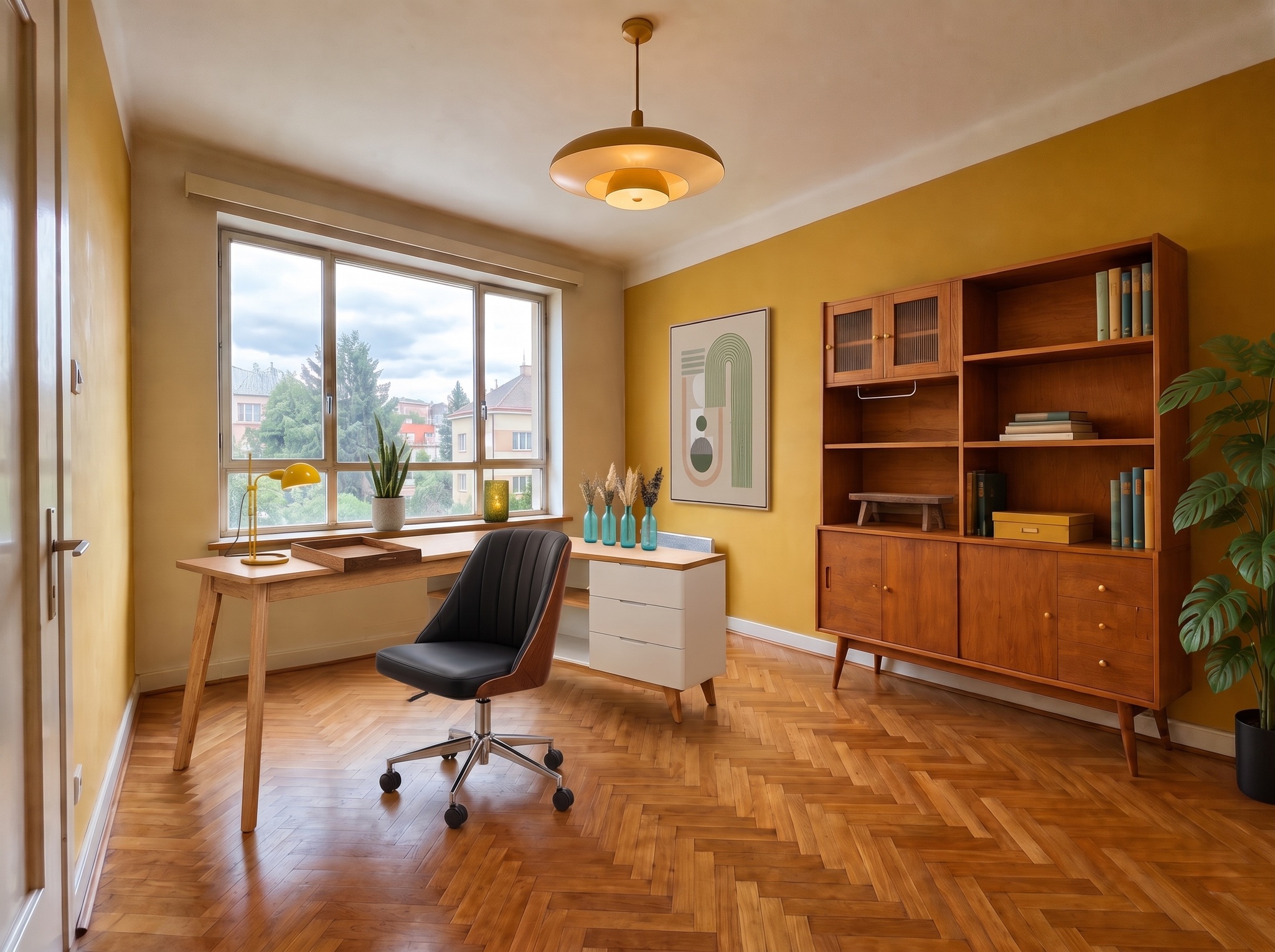Arbeitszimmer im Stil Mid-Century